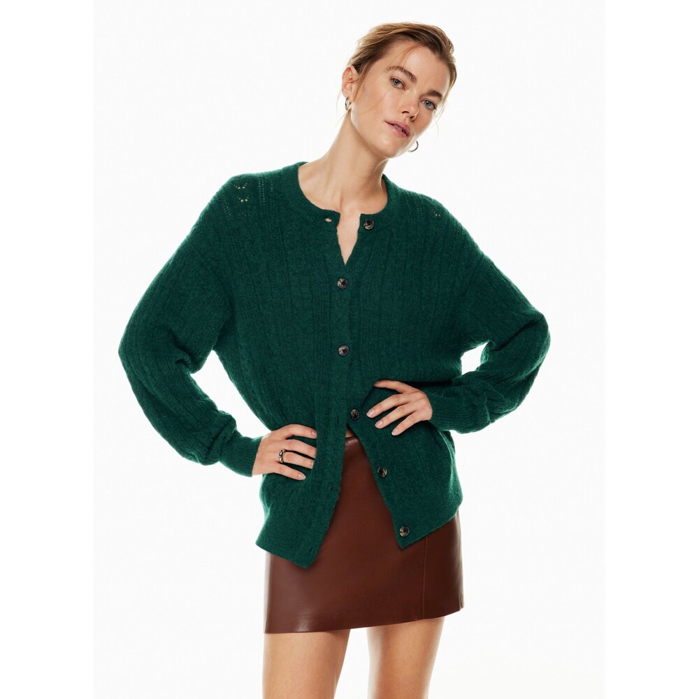 WILFRED ARITZIA Era Size Small Green Cardigan Sweater Quiet Luxury Preppy Staple